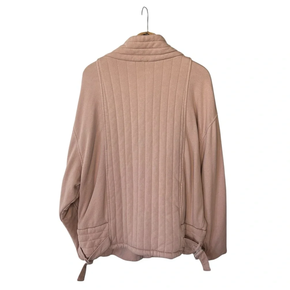 Free People | Women’s Mauve/Peach Oversized Quilted Knit Mock Neck Jacket Size M